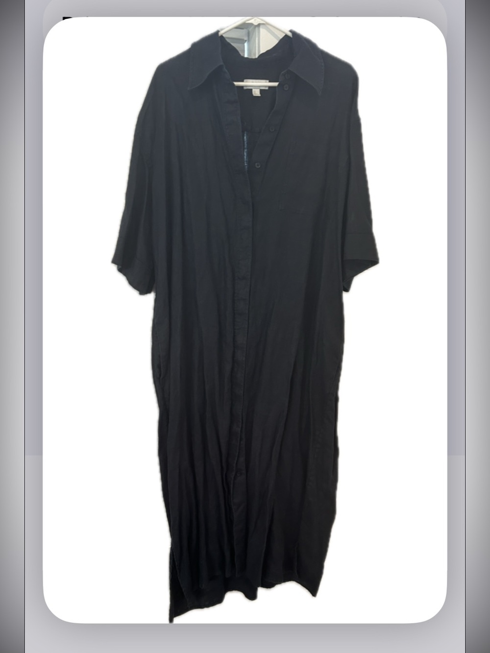 COS Black 100% Linen Relaxed Shirt Dress | Pockets |Size 14